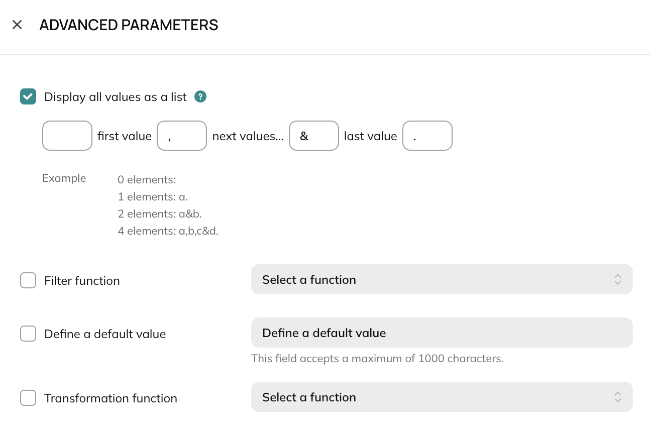 Display values as a list