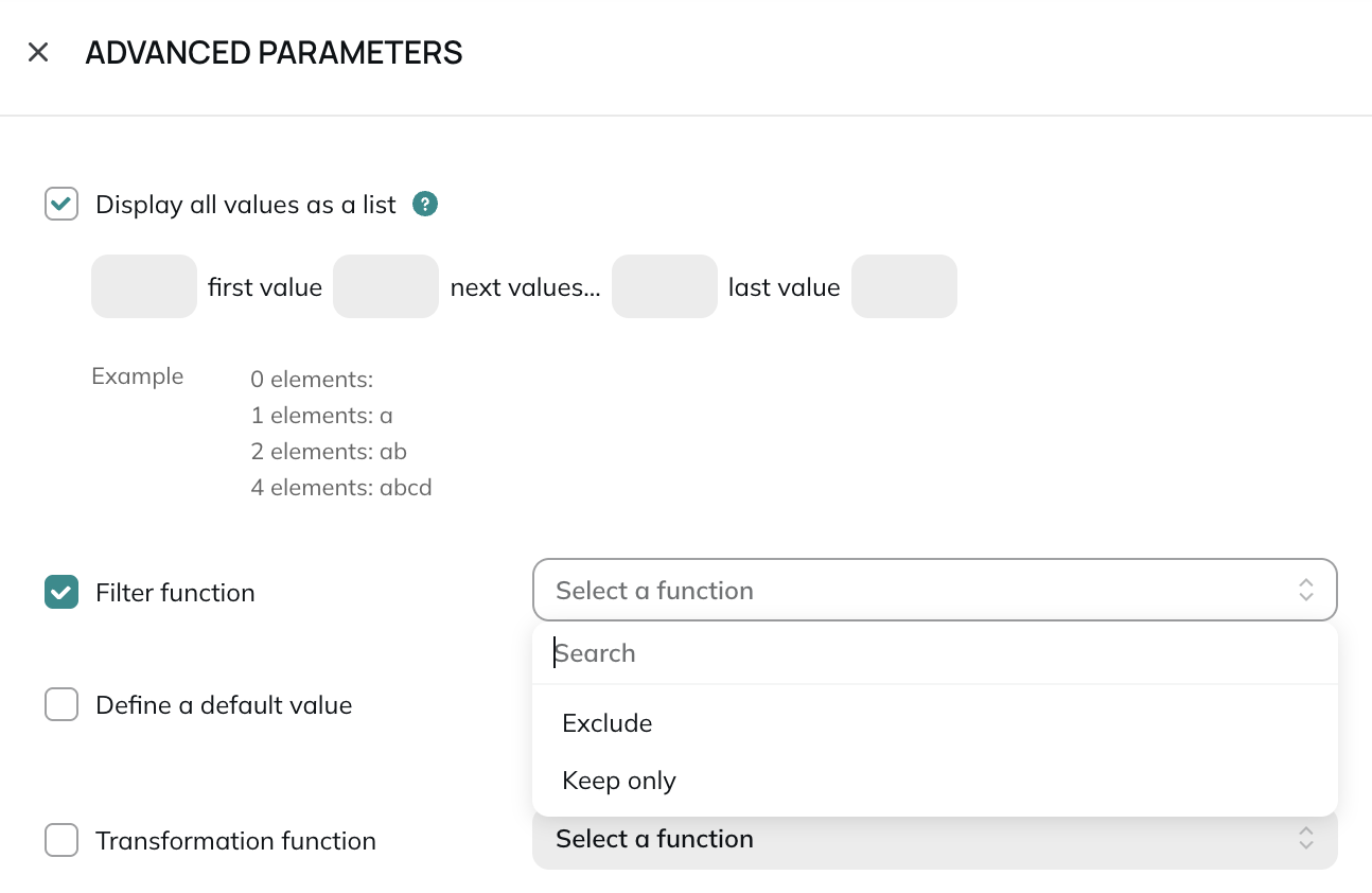 Filter function