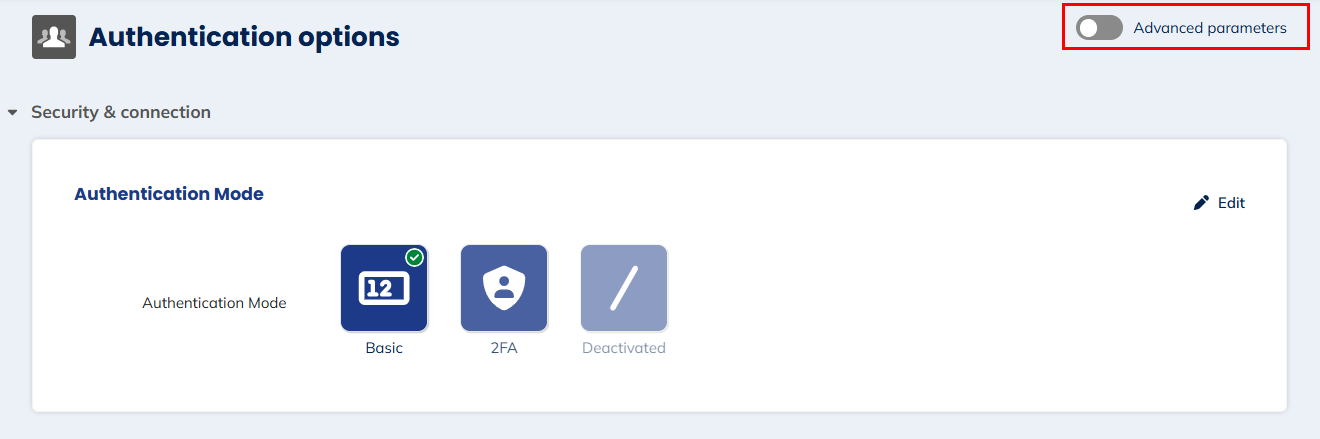 SSO connection parameters