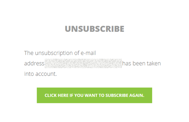 standard unsubscribing page
