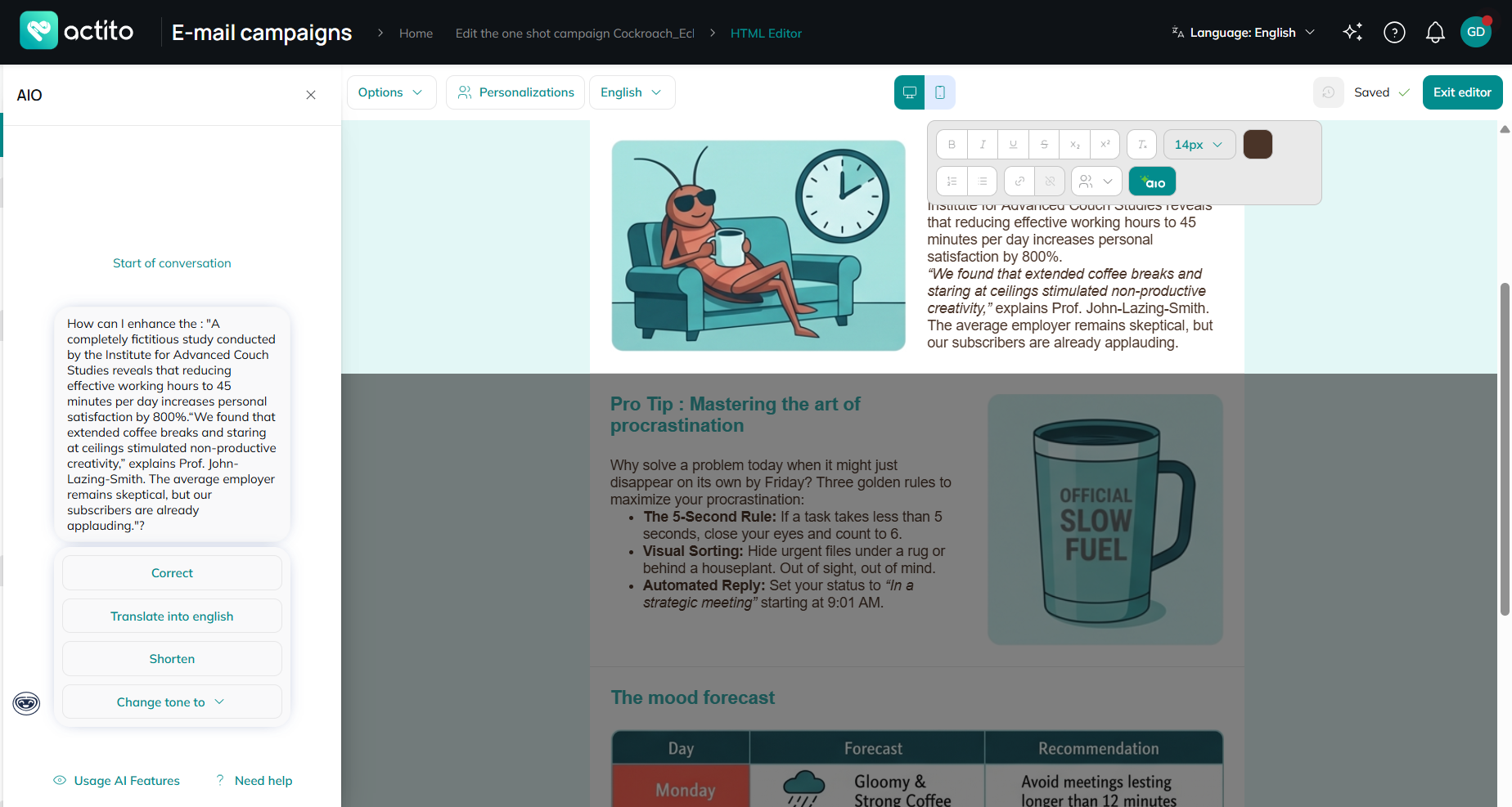 Actito's chatbot