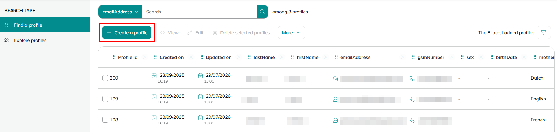 Create a profile