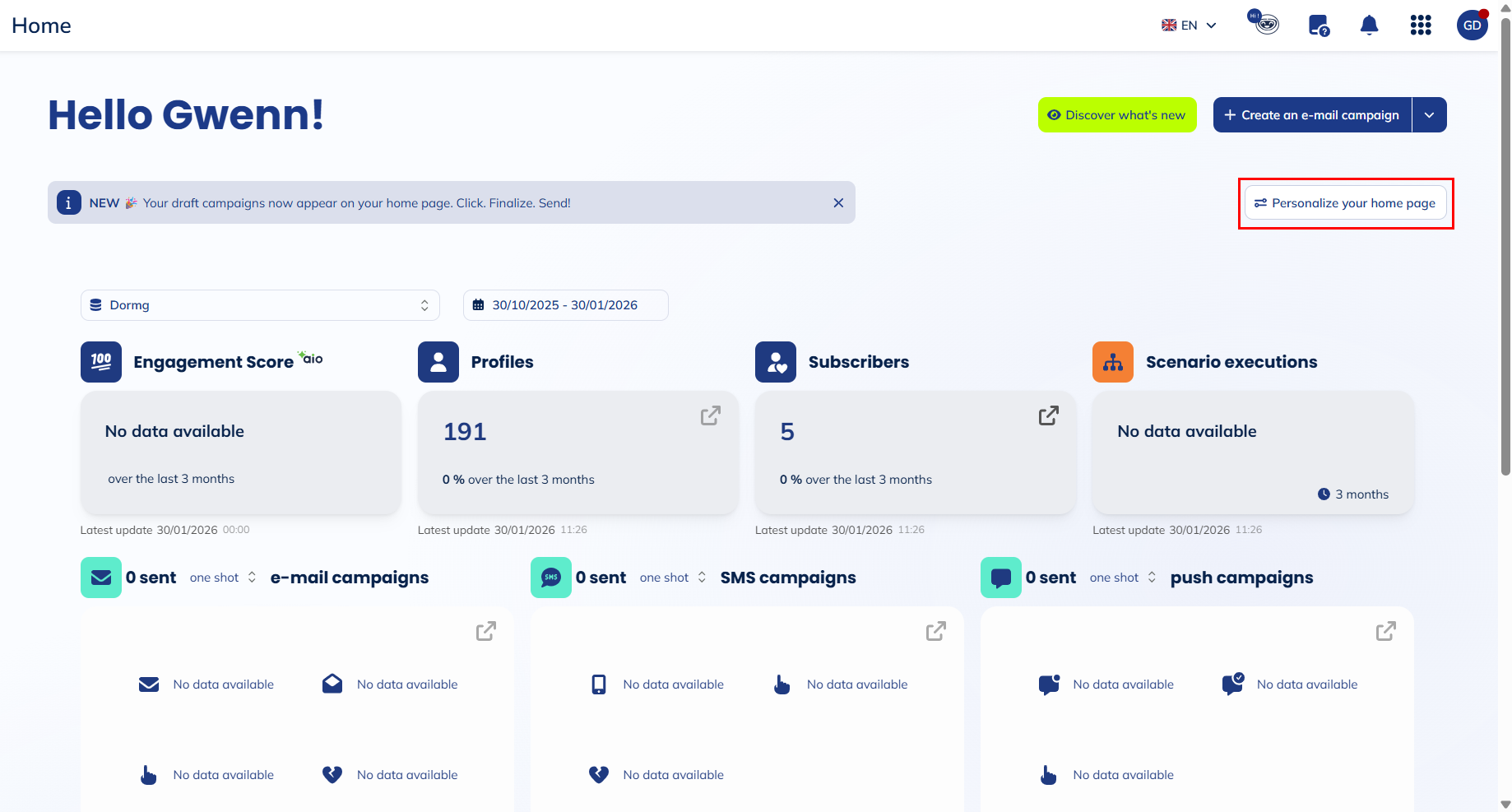 Personalize your dashboard