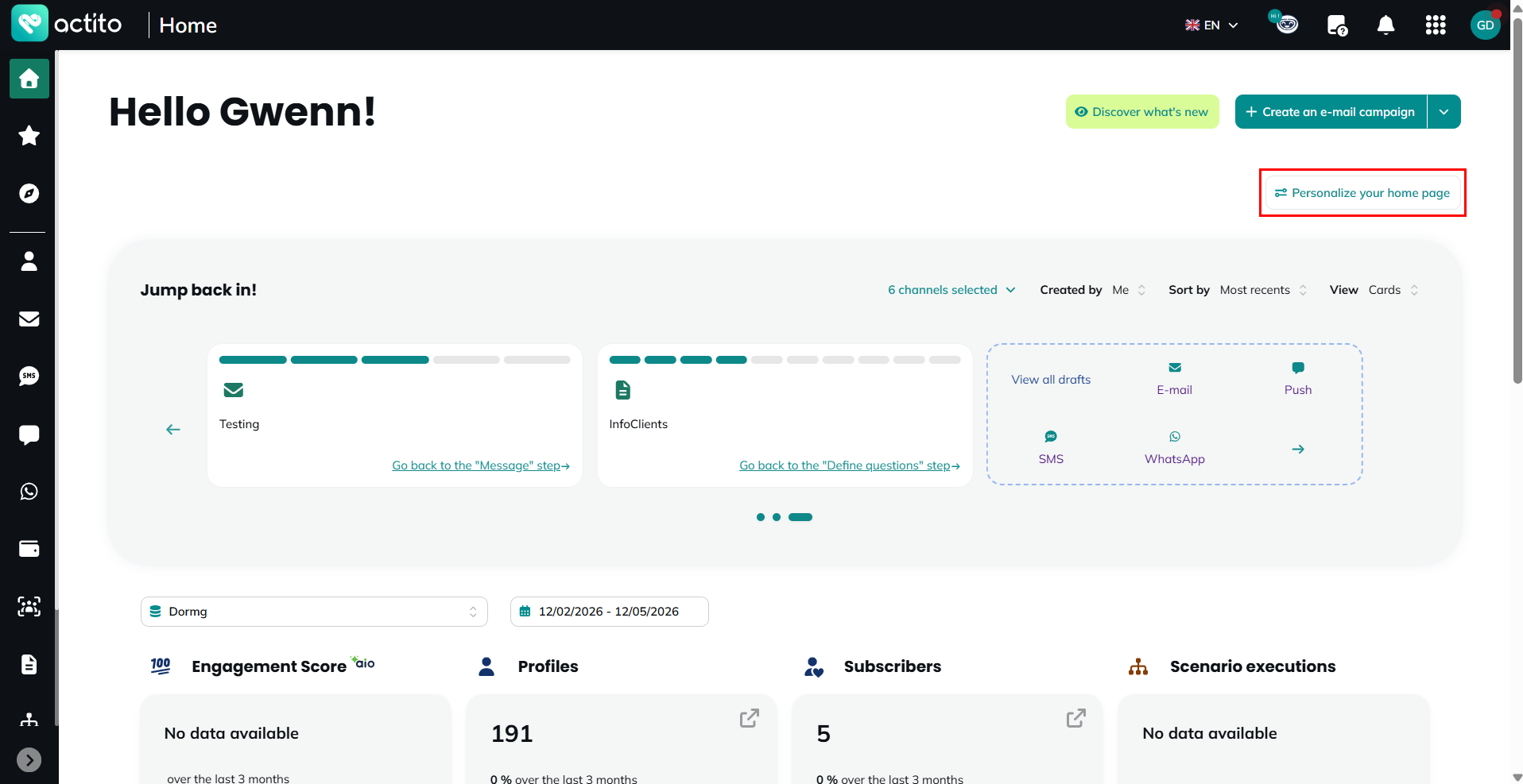 Personalize your dashboard