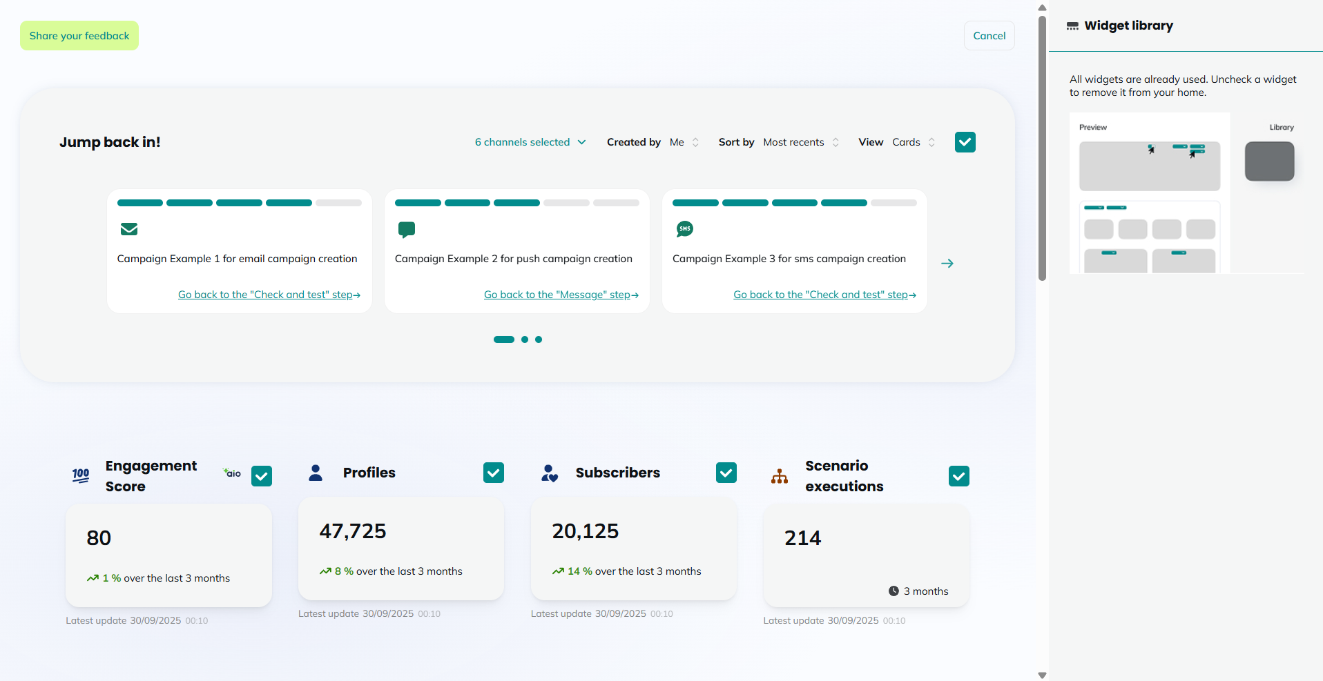 Personalization menu