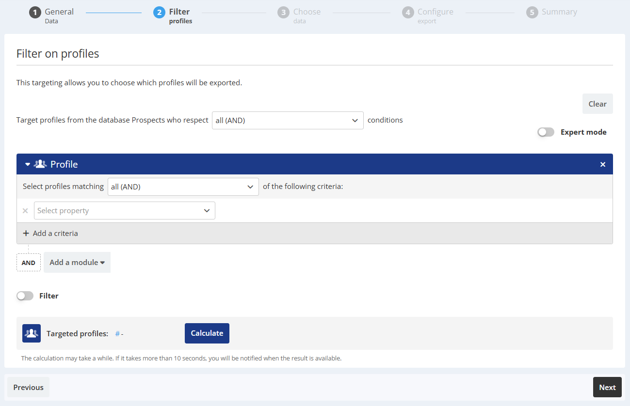 Step 2: Data filter