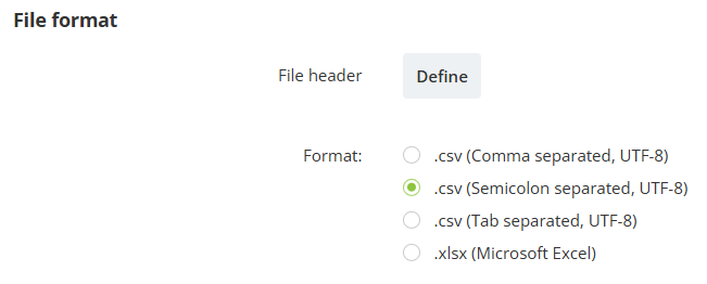 Format of file