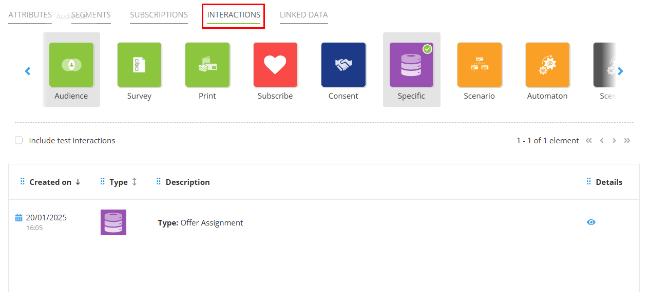 &#39;Interactions&#39; tab