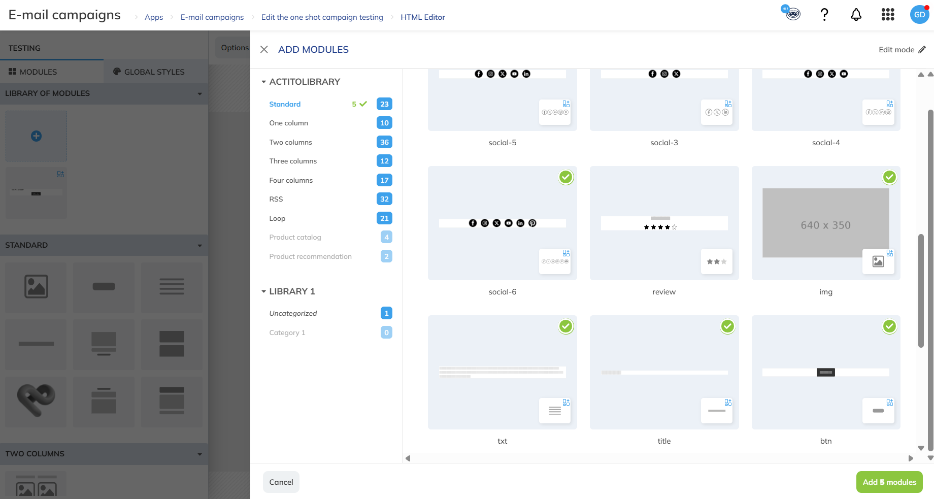library of modules