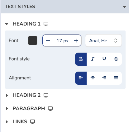 Text styles