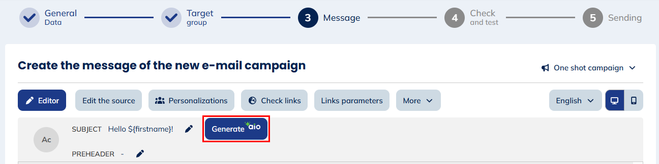 AI Generate based on content button