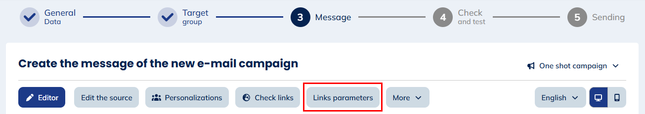 Links parameters (UTM, ...)