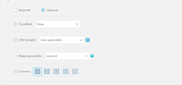 "Forms" step of the campaign