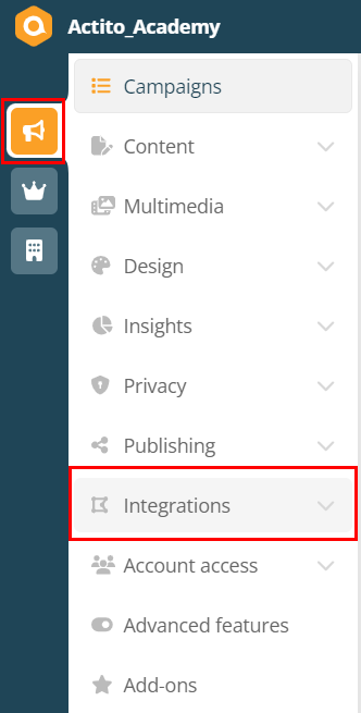 Integrations tab