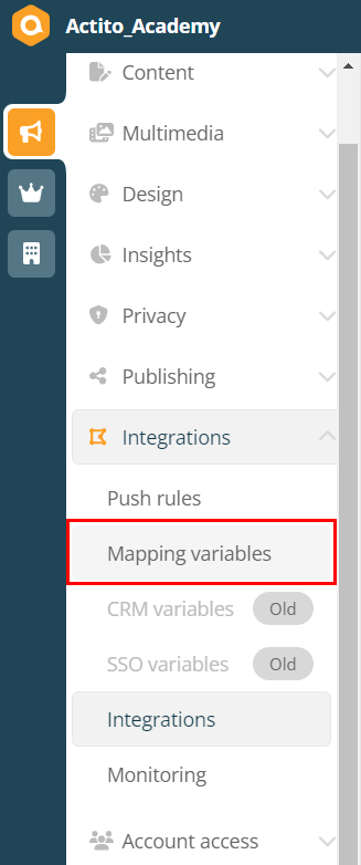 Mapping variables