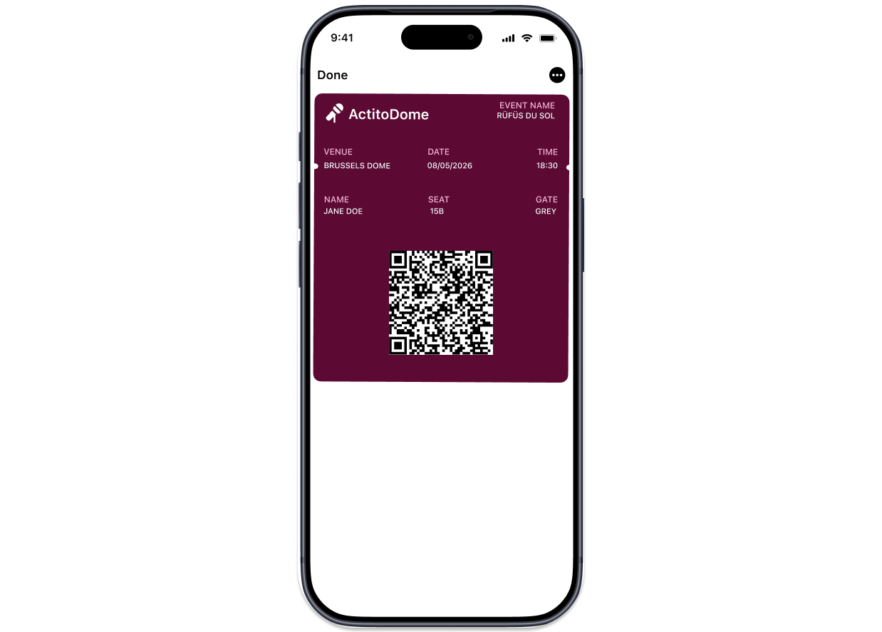 Event ticket pass example