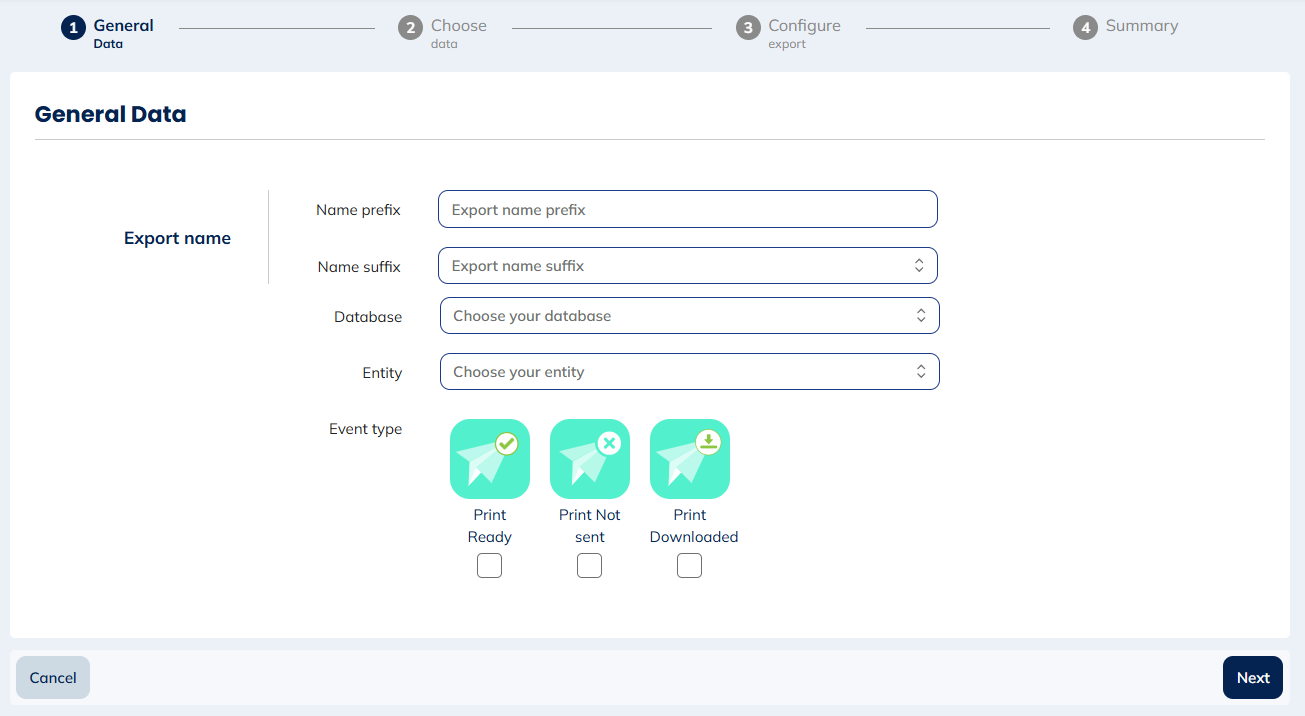 Event types for Print activities, Call center activities and Custom audience activities exports