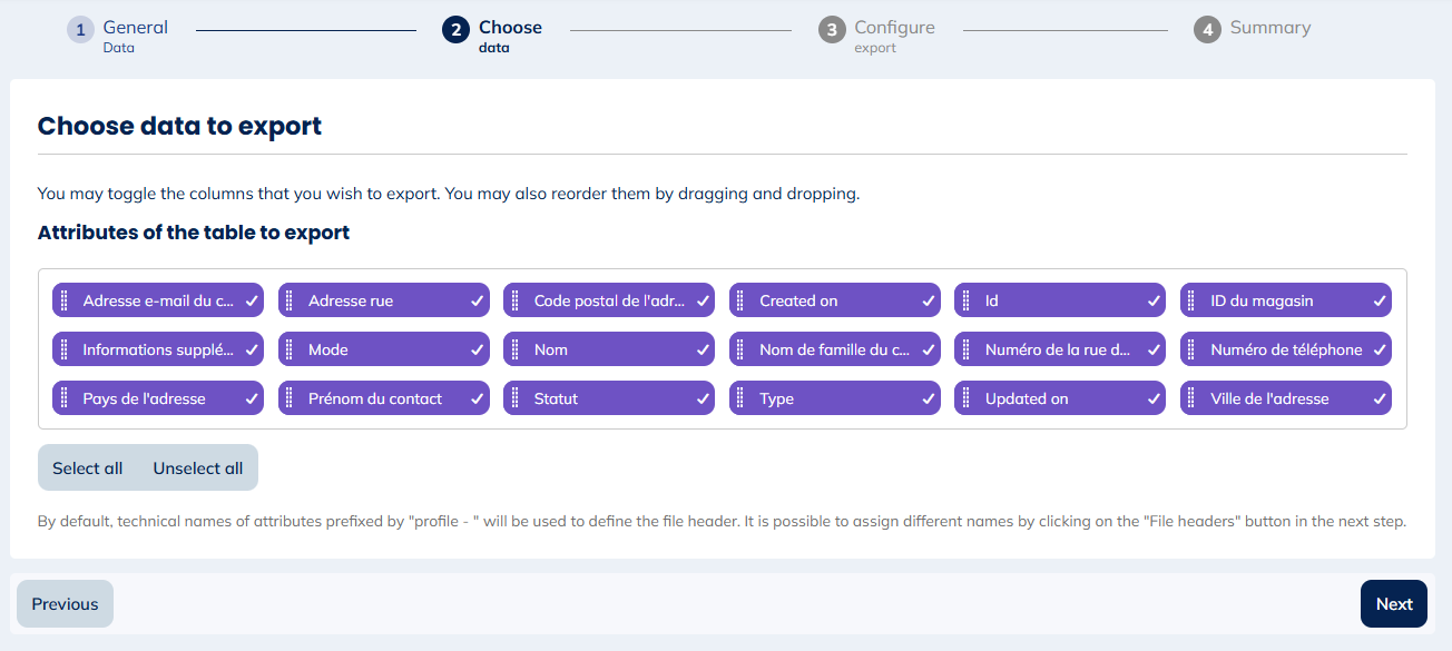 Data for Profile, Devices, Linked Data, Interaction and Repository exports