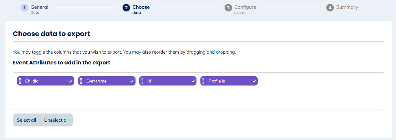 Data for Linked data changes, Interaction changes and Repository changes exports