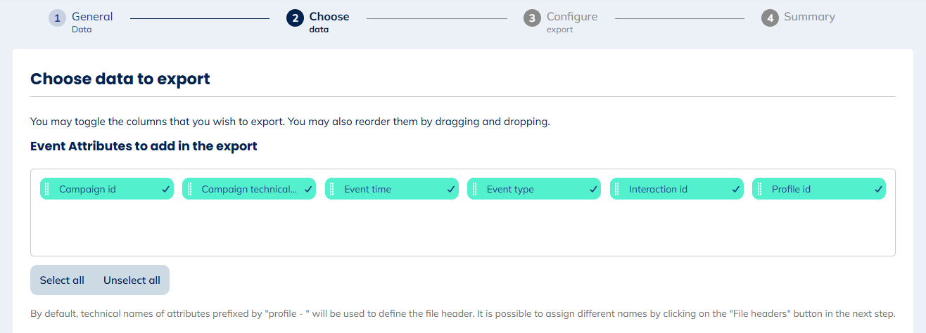 Data for Print, Call center, Custom audience Ready and Not Sent exports