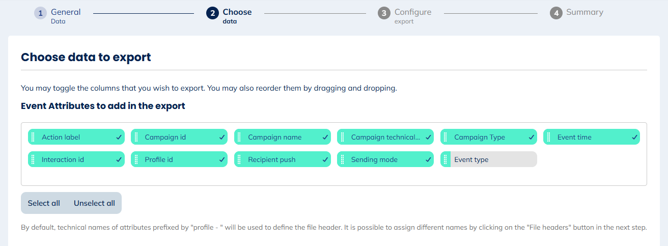 Data for push Clicks exports