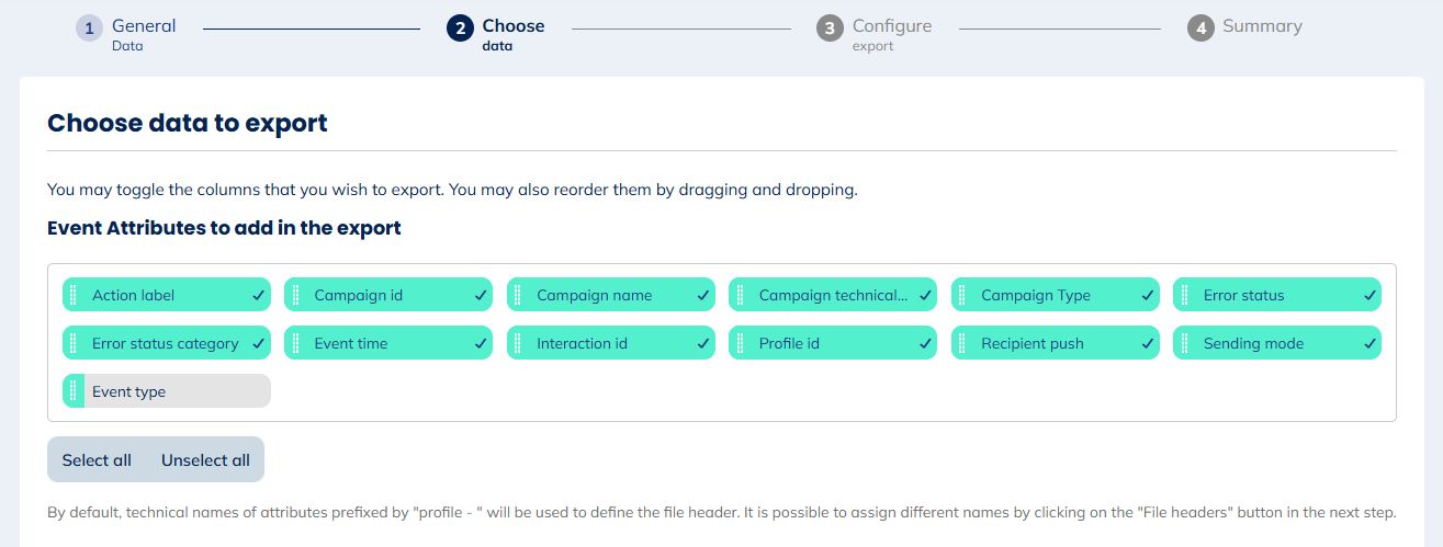 Data for push Not sent exports
