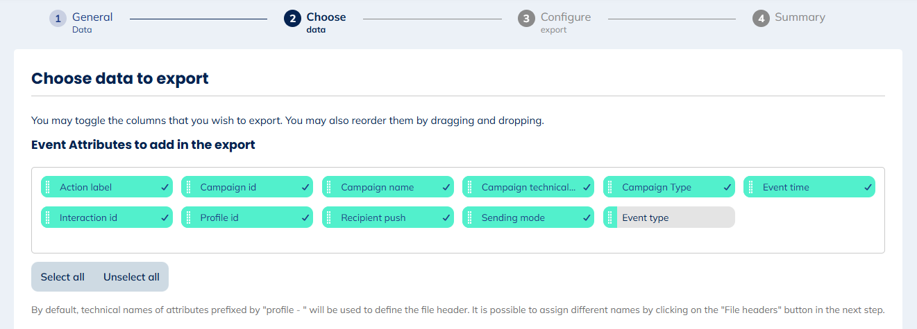Data for push Clicks exports