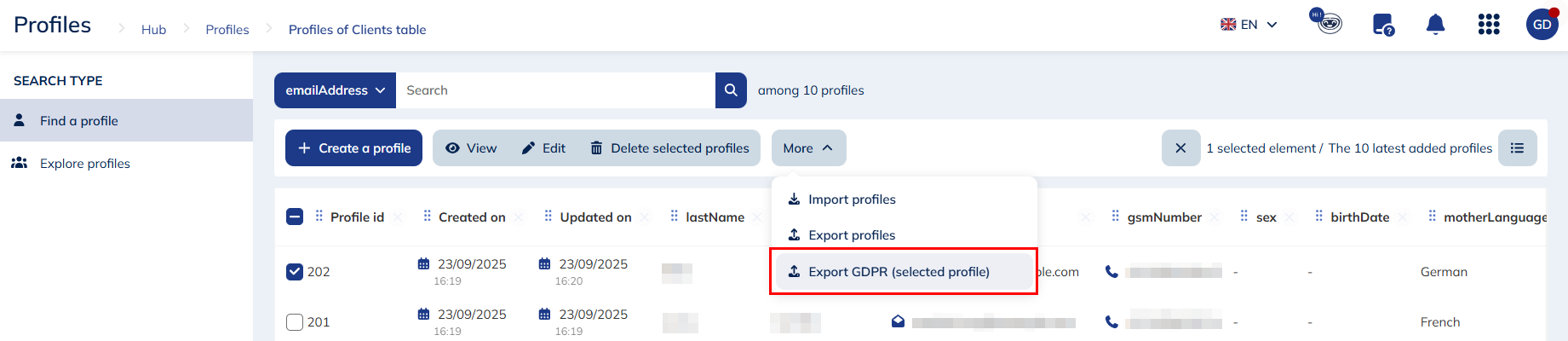 GDPR Export