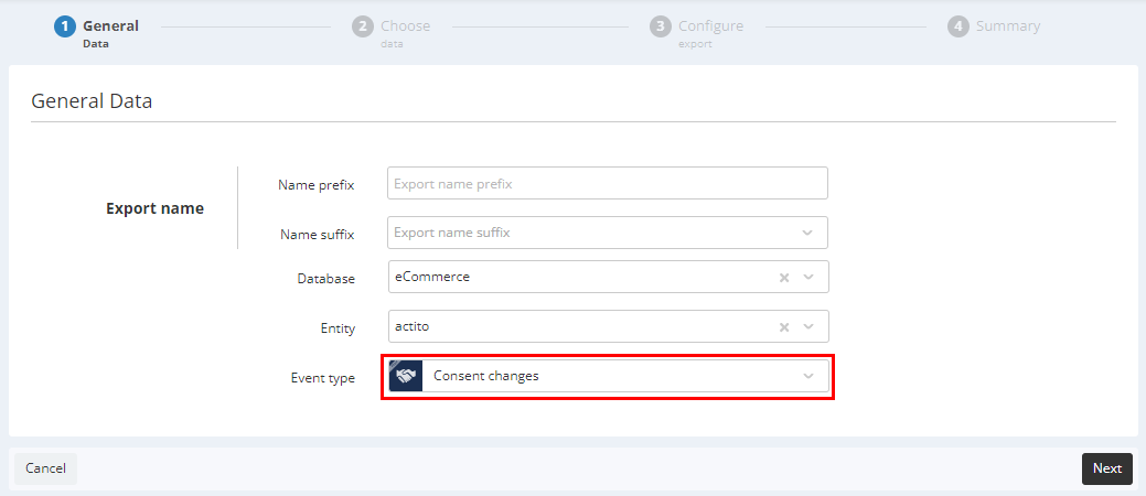 Consent changes export