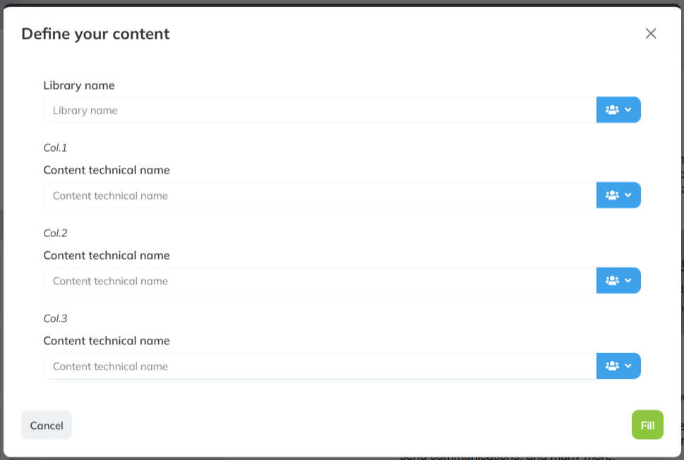 Define the HTML content blocks