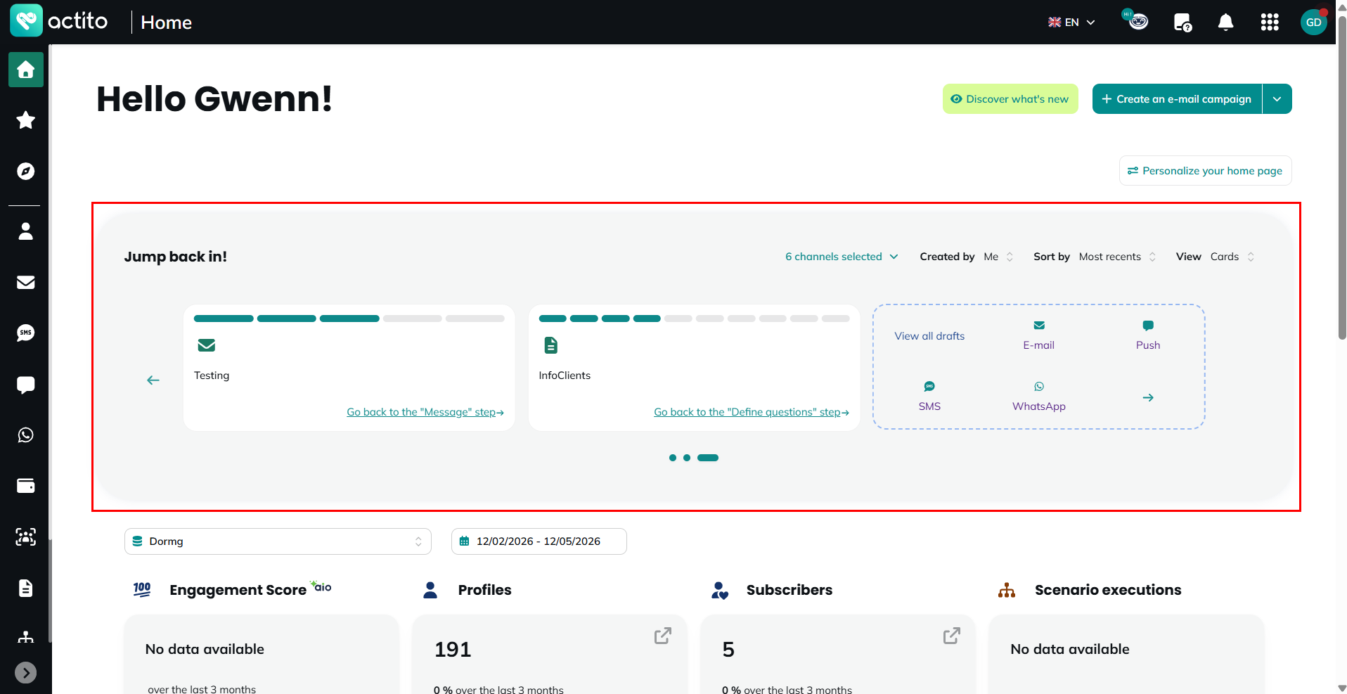 draft campaigns widget