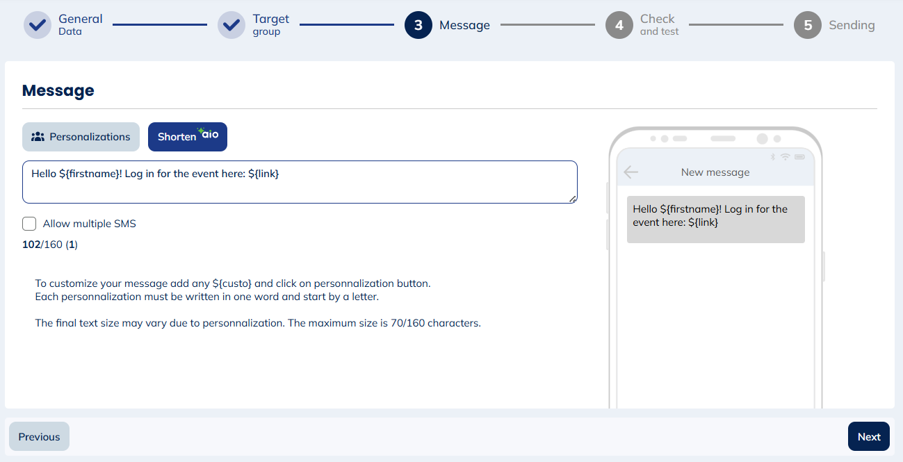Use of personalizations