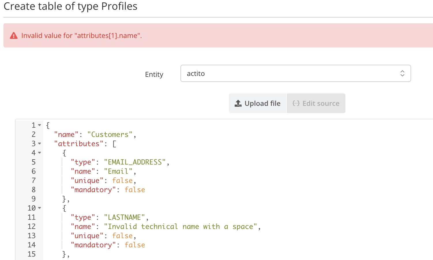 Invalid Json file