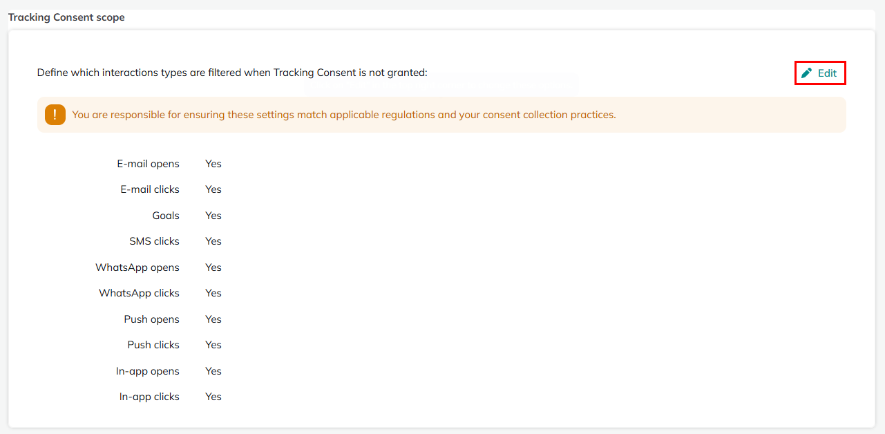 Tracking consent scope
