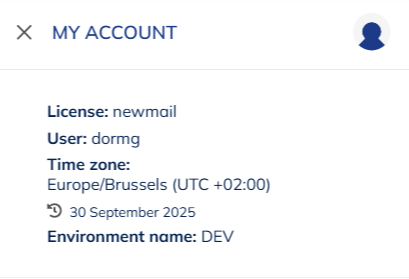 The account management menu