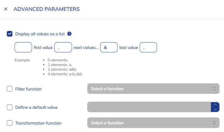 Display values as a list
