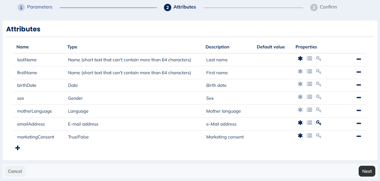 Step 2a: Adding predefined attributes
