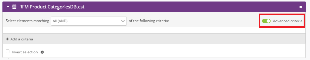 Toggle advanced criteria