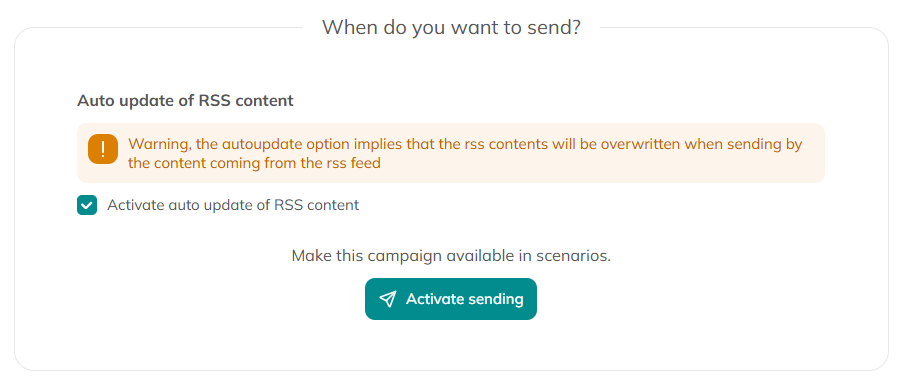activating the sending