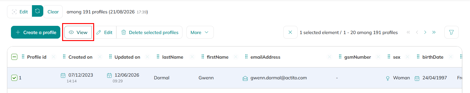 Display a profile file
