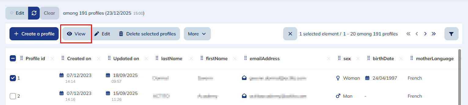 Display a profile file