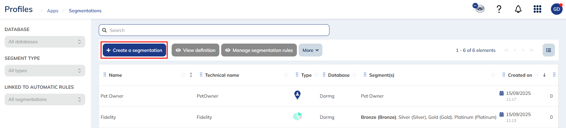 Create a segmentation button