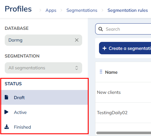 Status filter