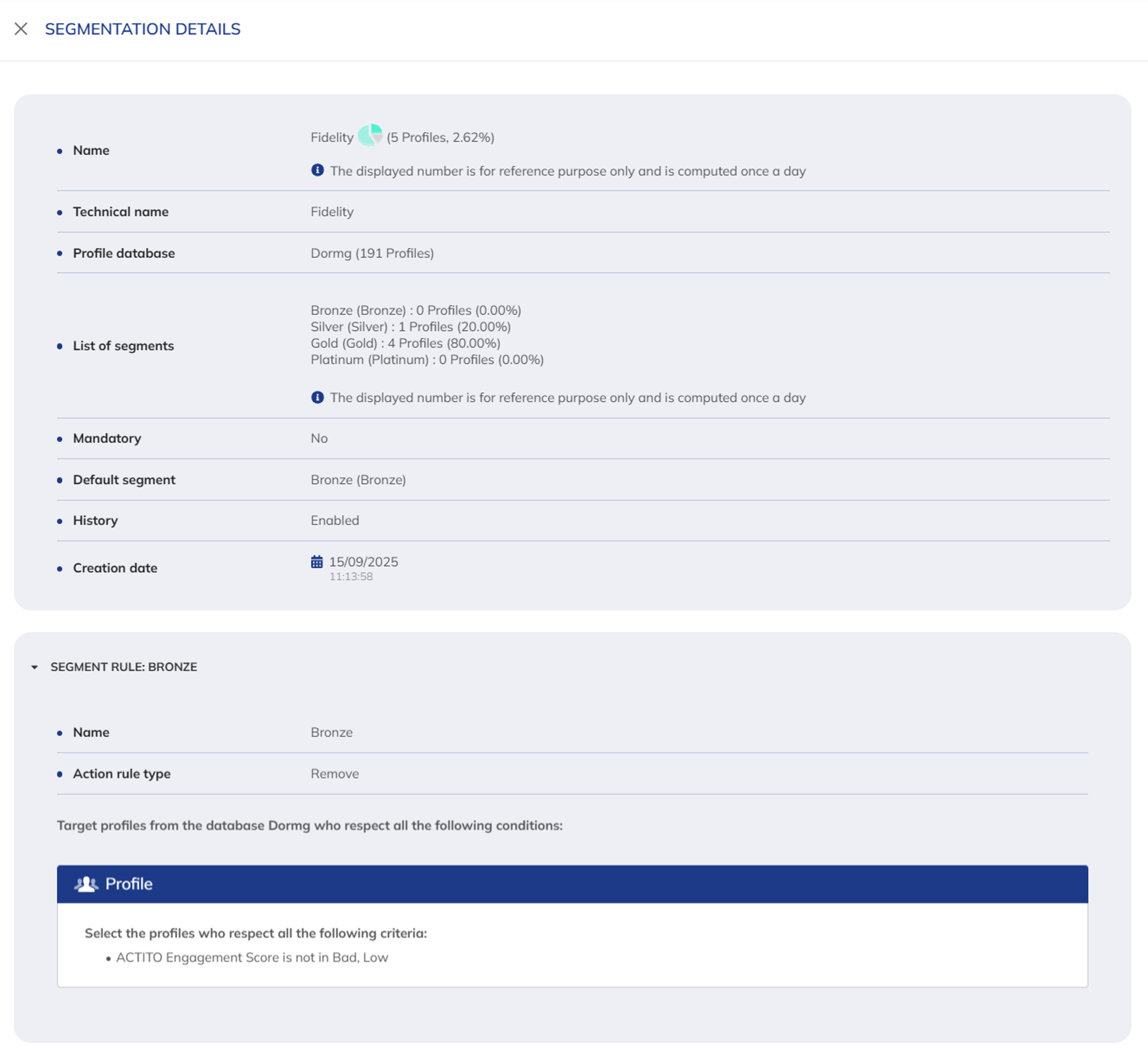 Segmentation details