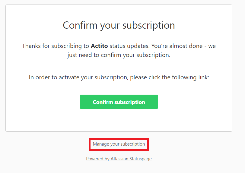 confirmation message