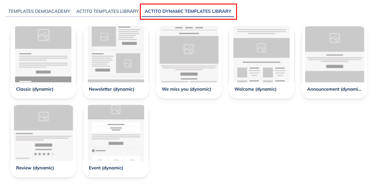 Actito dynamic templates library