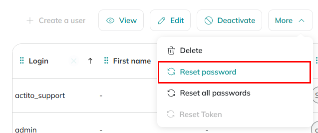 Reset password