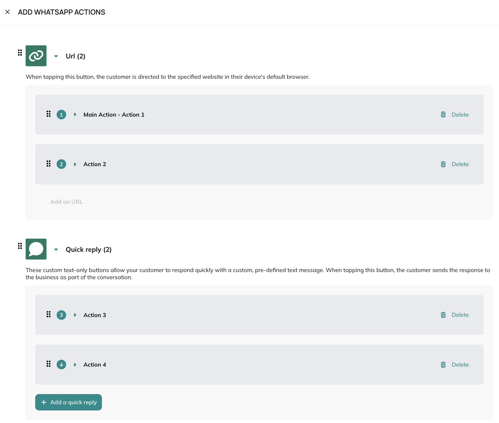 WhatsApp actions