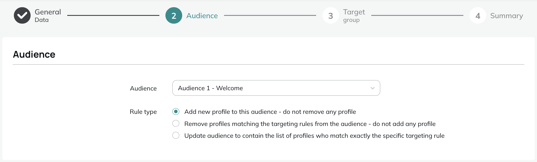 Audience and action type