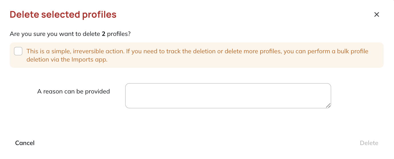 Validating the deletion